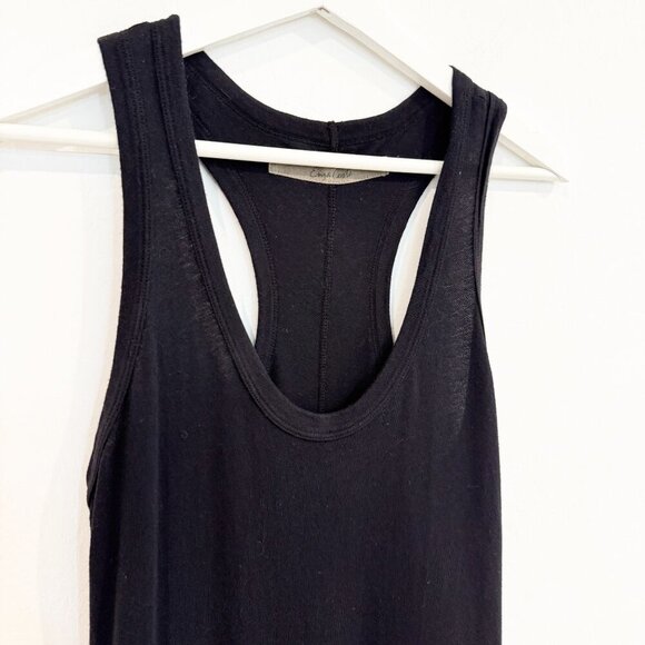 Enza Costa Racer Tank Sleeveless Midi Dress Cotton Lightweight Boho Casual Black - Picture 3 of 6